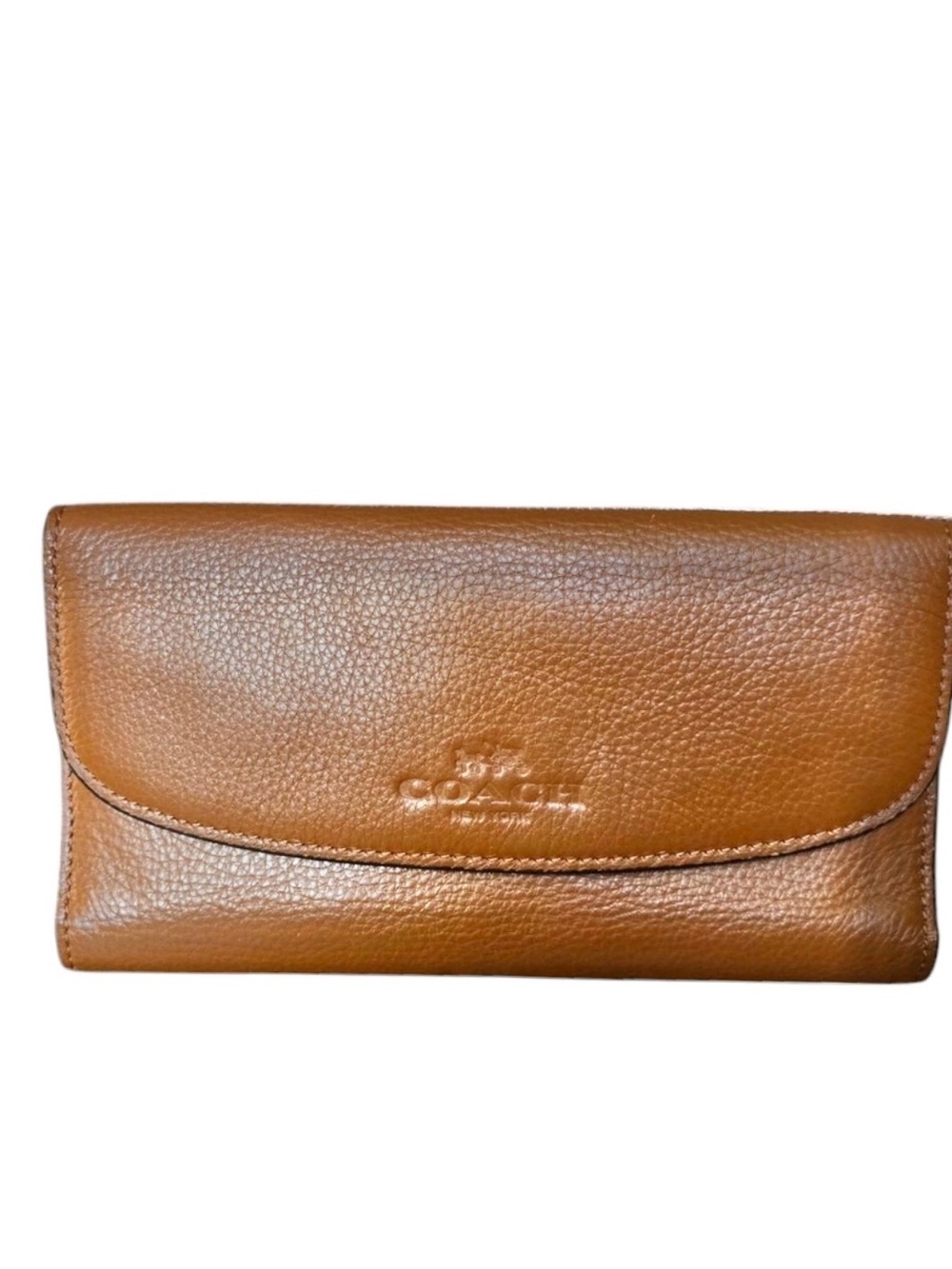 Coach Brown Pebbled Leather Continental Wallet